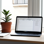 Home 9 인지능력 증강을 위한 집중력 향상 방법 - Organized Workspace**
A clean and organized home office desk with a laptop, a notebook, a pen, and ...